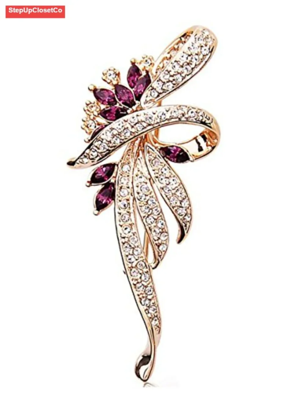 Vintage Style Created Crystal Flower Brooch Pin for Women Jackets Scarves Hats
